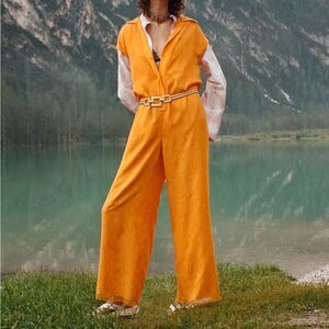 ZARA full length jacquard jumpsuit